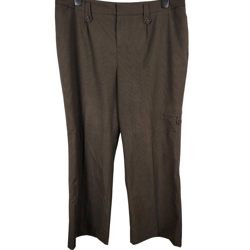 Coldwater Creek Womens W18 Plaid Wide Leg Trousers Brown Viscose Dark Academia